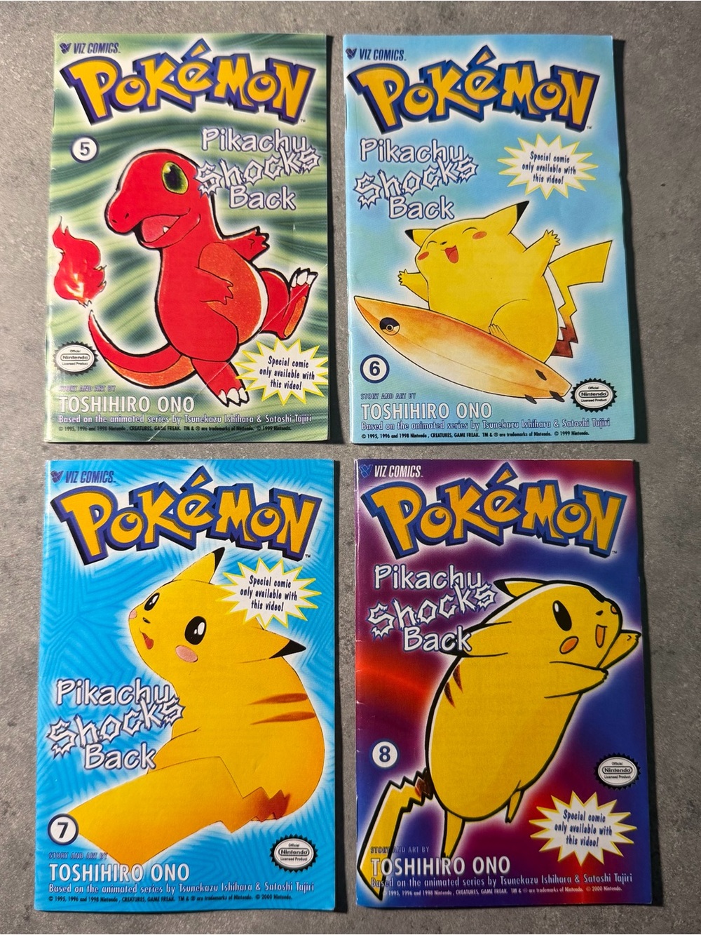 Vintage Pokemon Pikachu Shocks Back Vol 5-8 Viz Comics Mini Graphic Novels